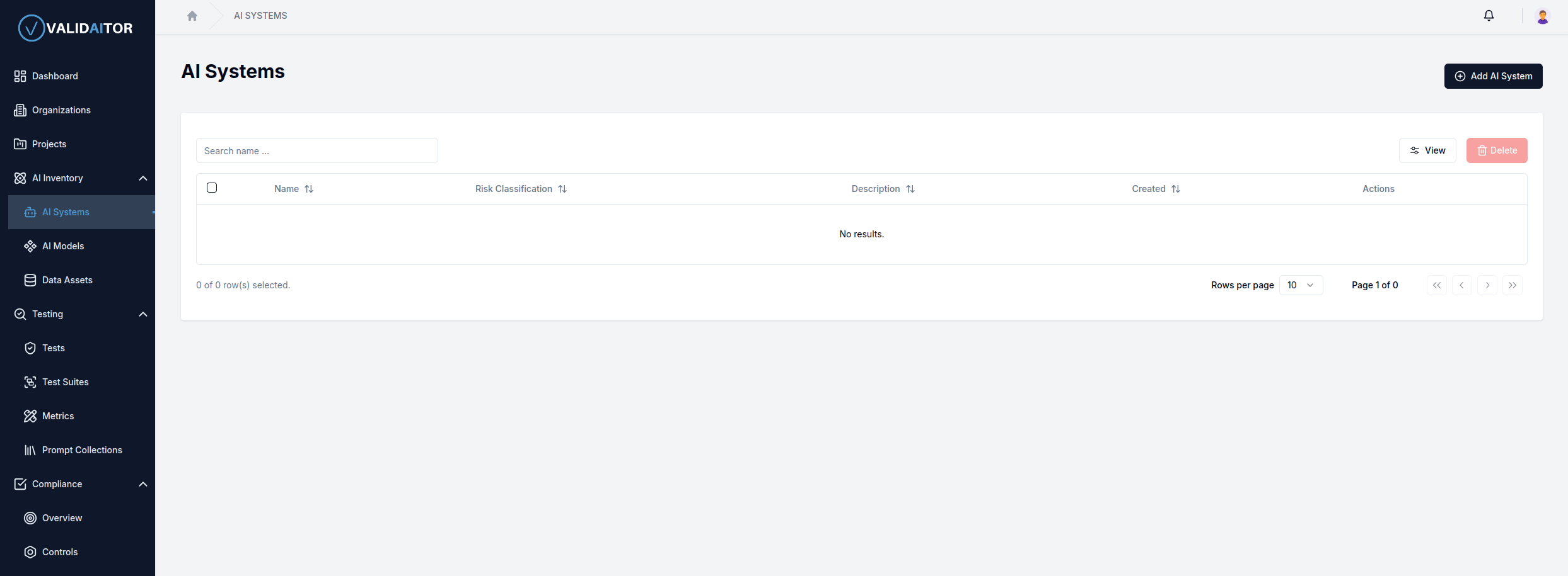 AI System Empty Page