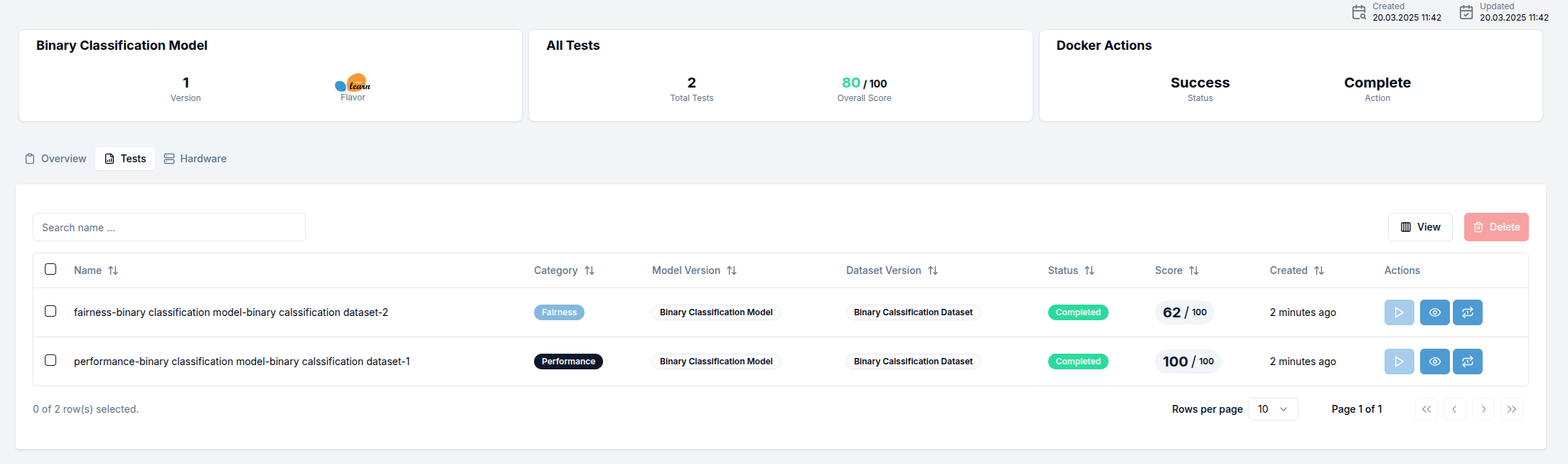 AI Model Version Detail Test Page