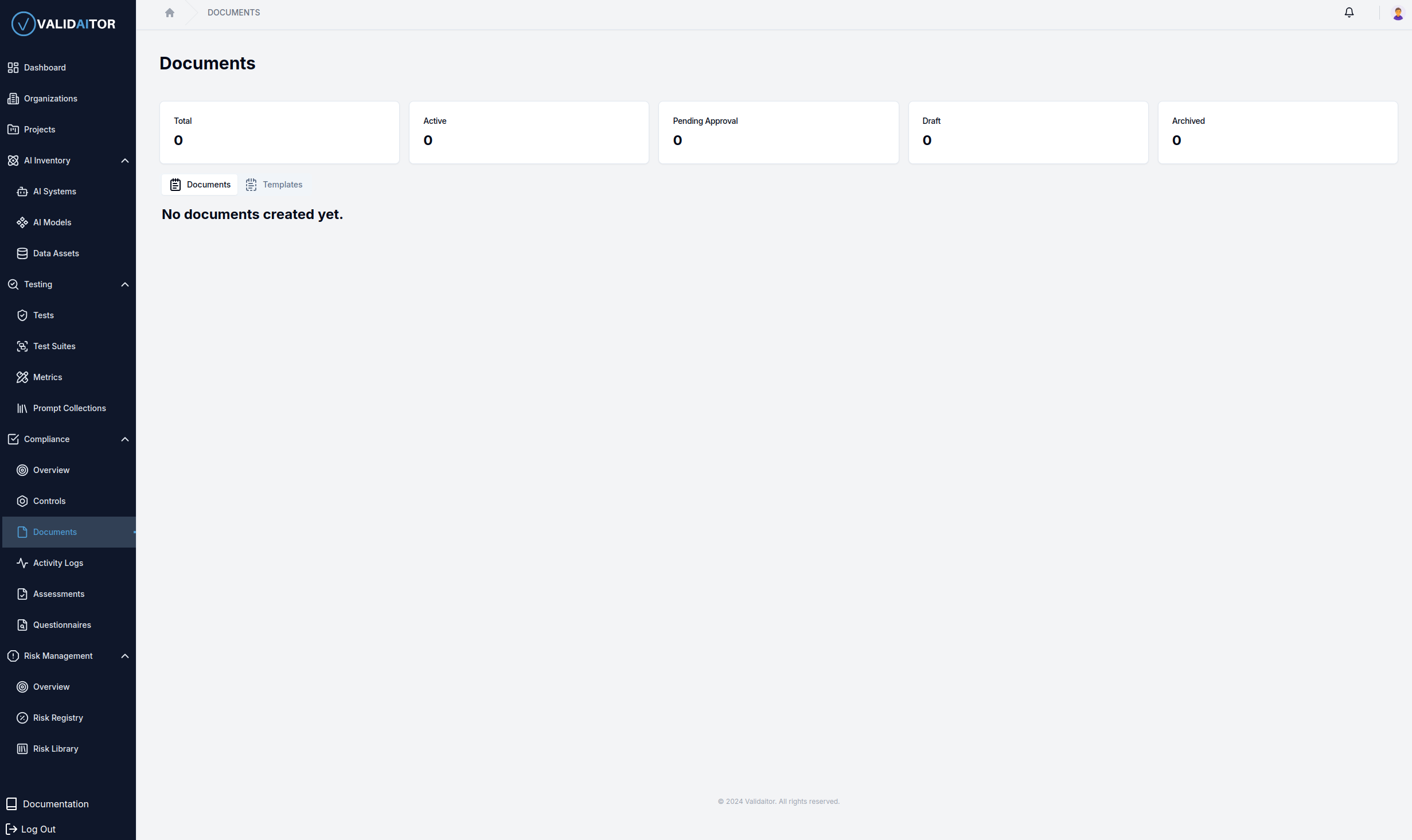 Empty Documents Page