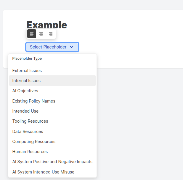Section Placeholder Options