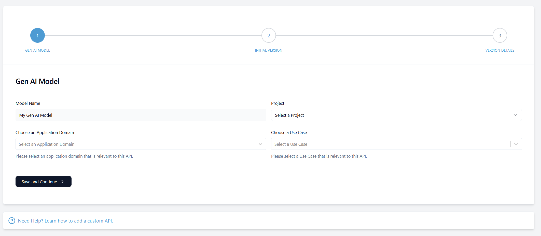 Create Gen AI Model Form