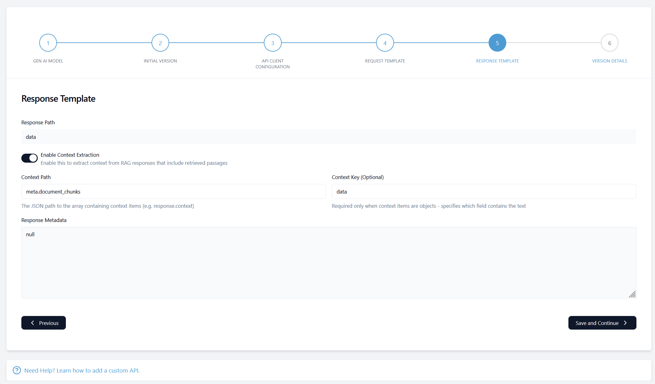 Response Template Form