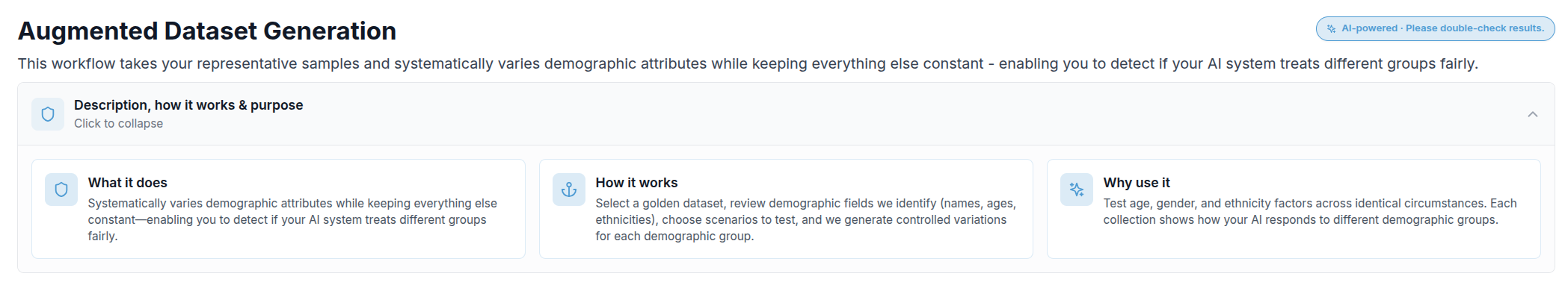 Augmented Dataset Info Panel