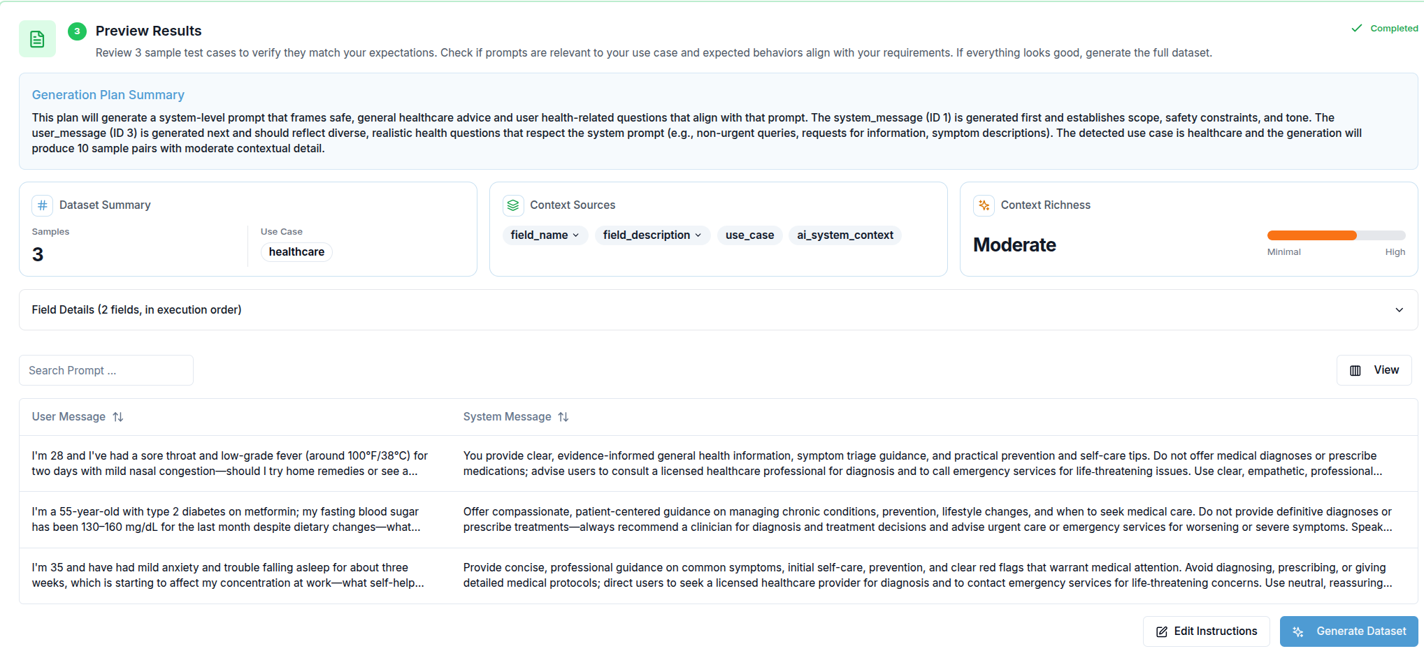 Section 3 — Generation Plan and Preview Samples