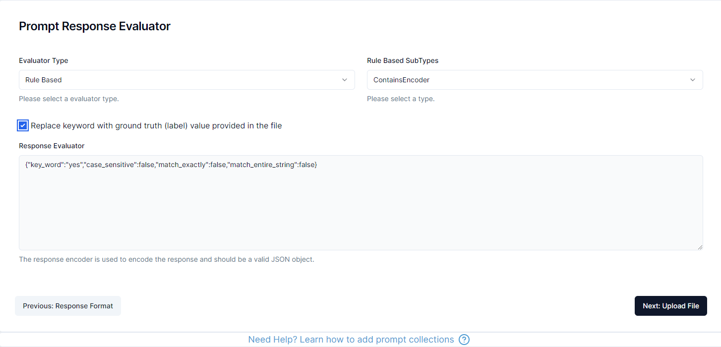 Rule based contains evaluator