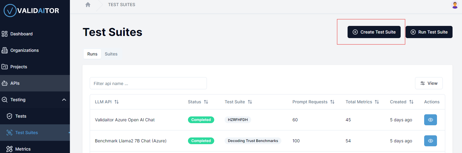 Test Suites Create Main