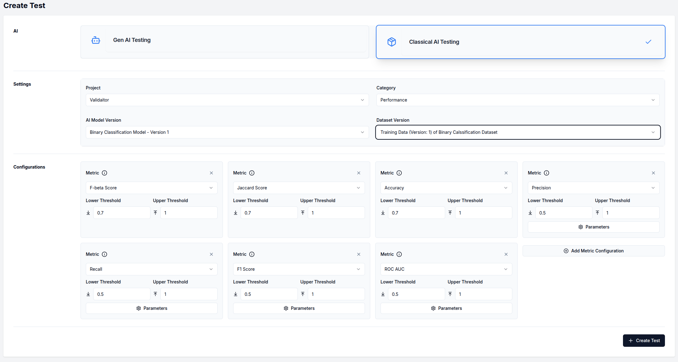 Classical Test Creation