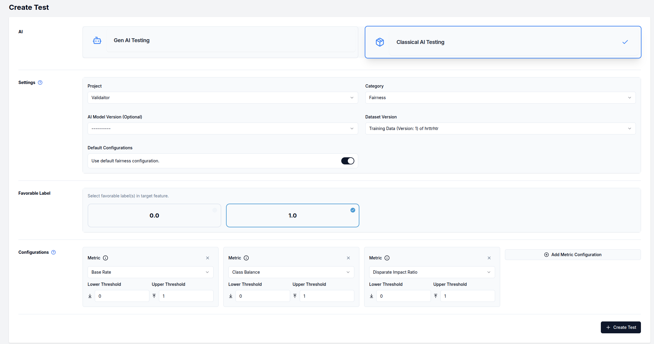 Classical Fairness Test